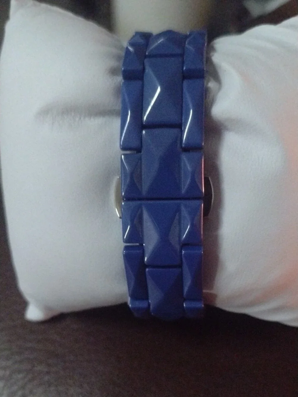 Adrienne Blue Ceramic Watch with Crystal Accents